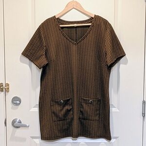 EUC Cleo XL Houndstooth Flat Front Pockets Mini Dress Tunic